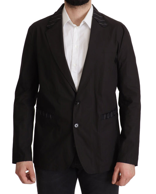 Dolce &amp; Gabbana Veste blazer à simple boutonnage en coton noir