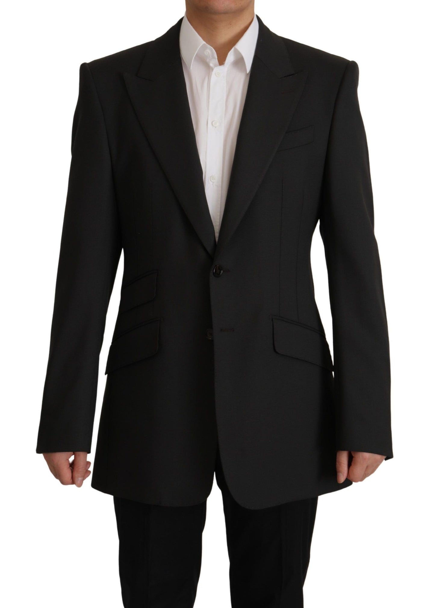 Dolce &amp; Gabbana Einreihiger Blazer aus schwarzer Wolle v