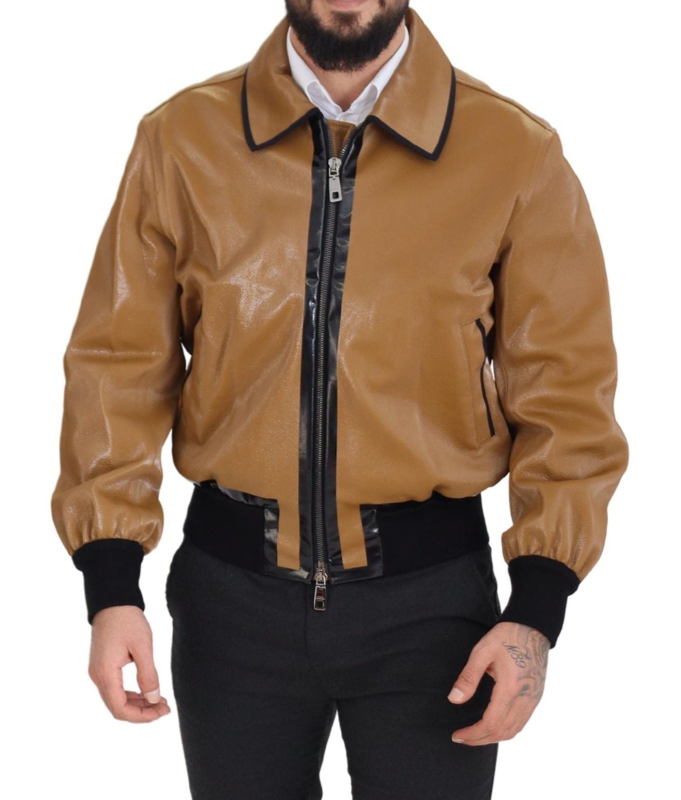 Dolce &amp; Gabbana Blouson zippé en coton camel foncé