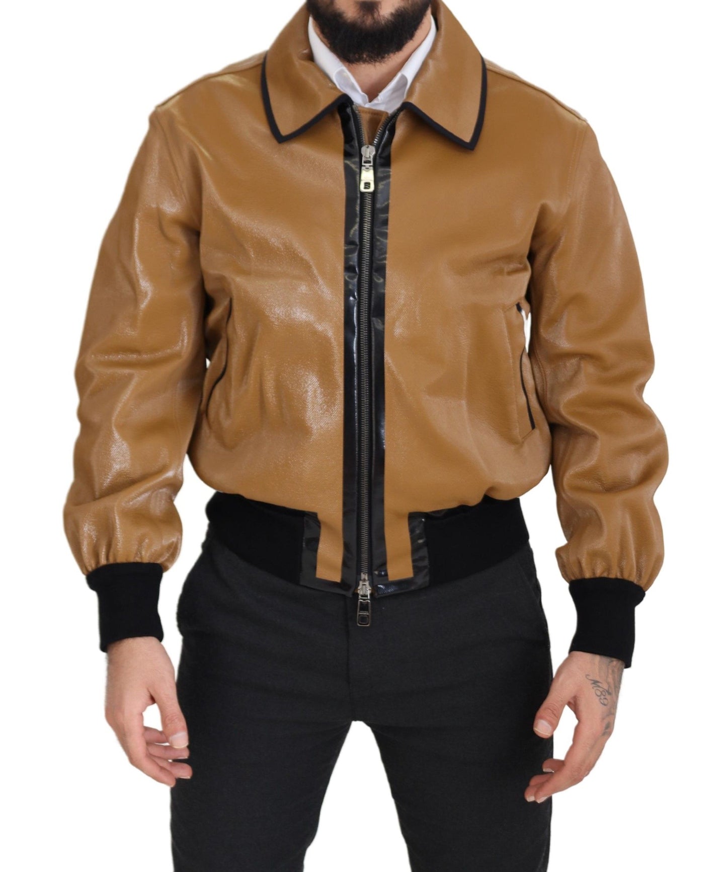 Dolce &amp; Gabbana Blouson zippé en coton camel foncé