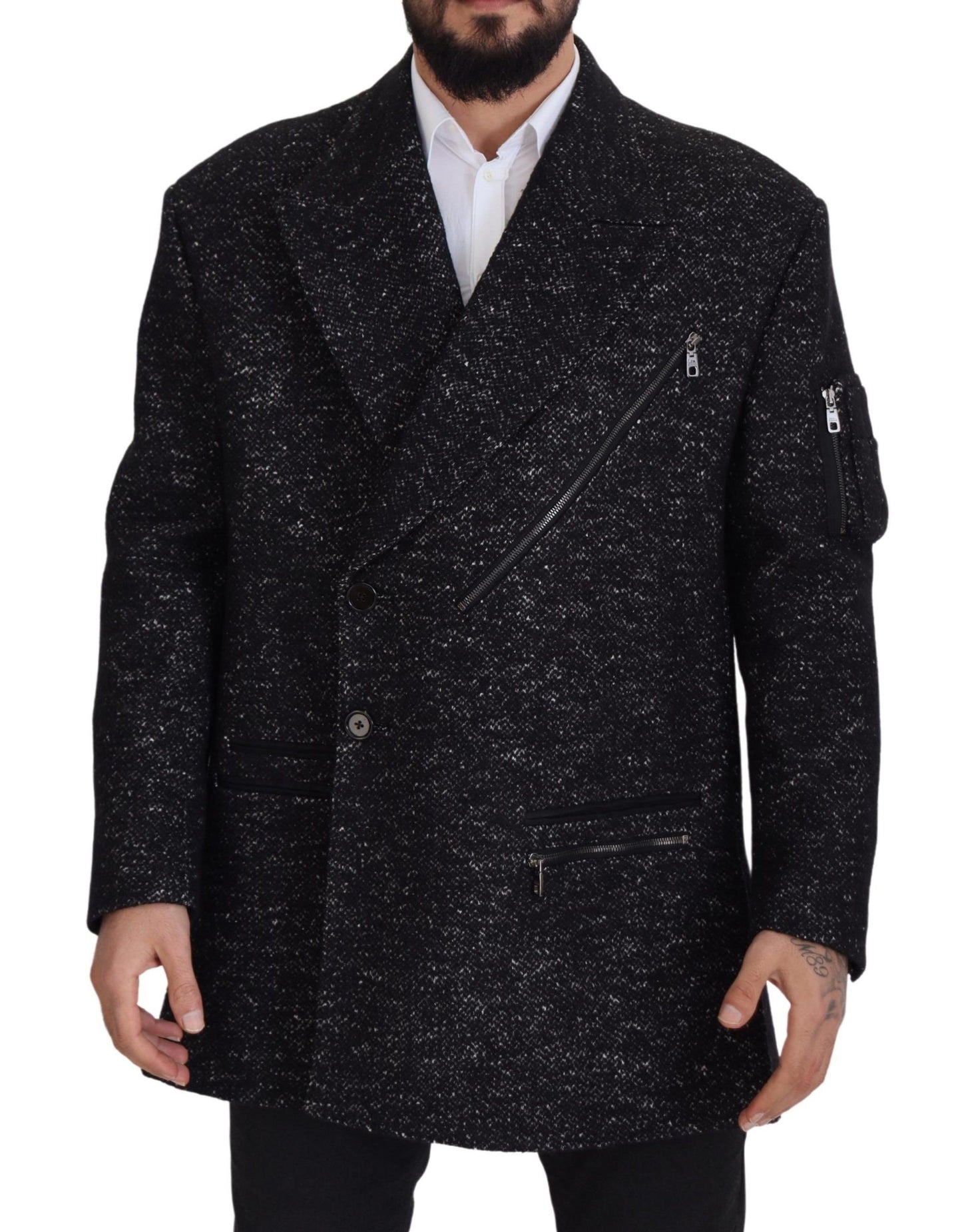 Dolce &amp; Gabbana Manteau croisé en laine noire Veste homme