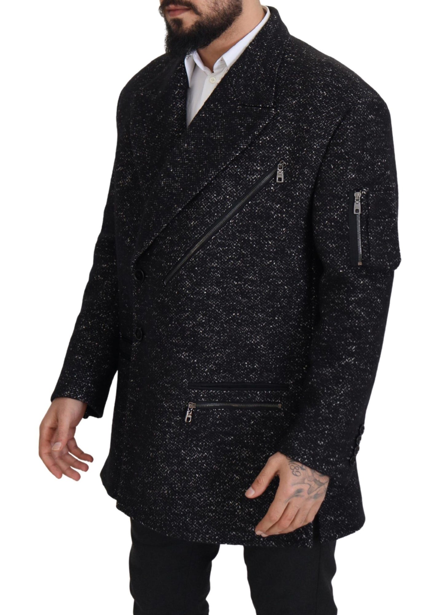 Dolce &amp; Gabbana Manteau croisé en laine noire Veste homme