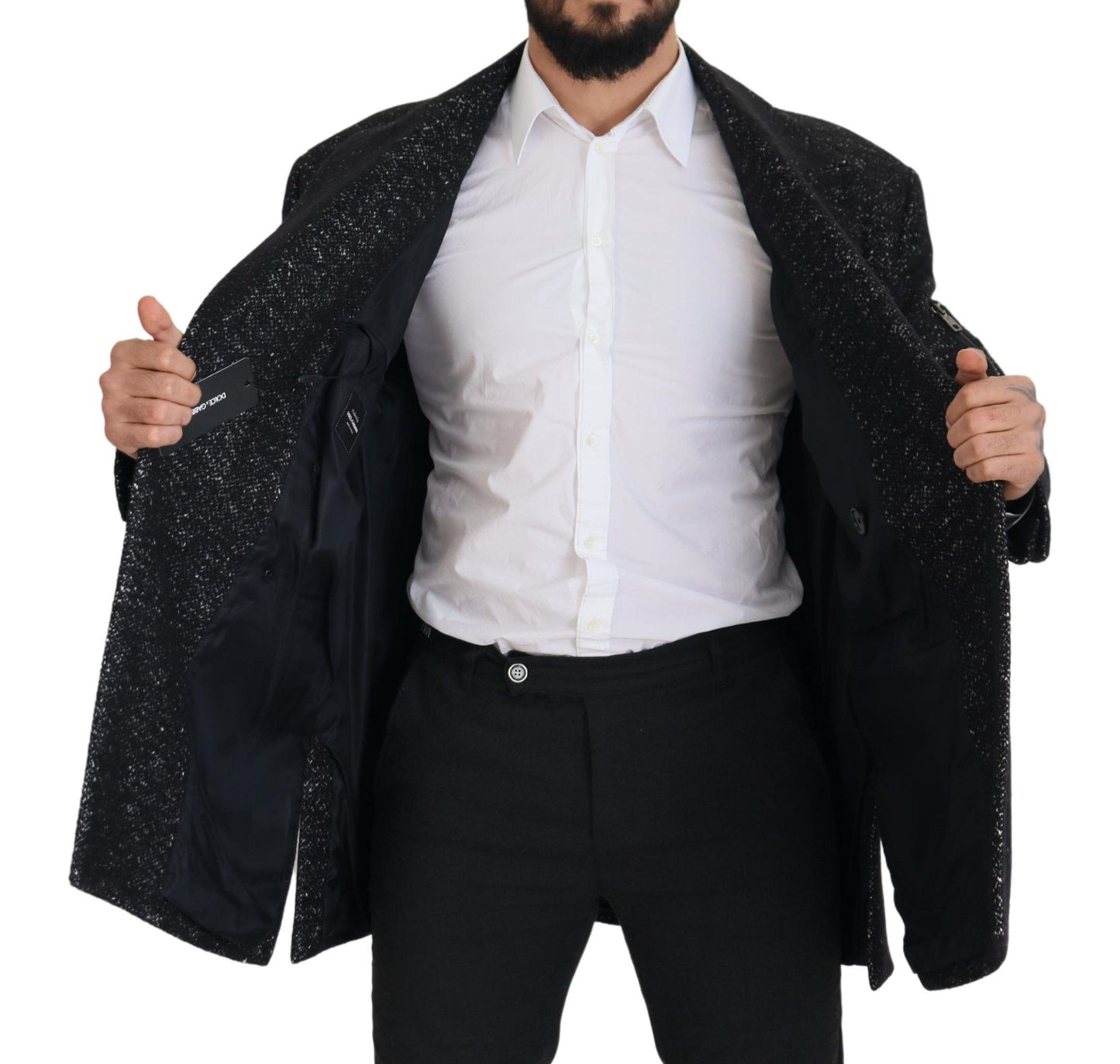 Dolce &amp; Gabbana Manteau croisé en laine noire Veste homme