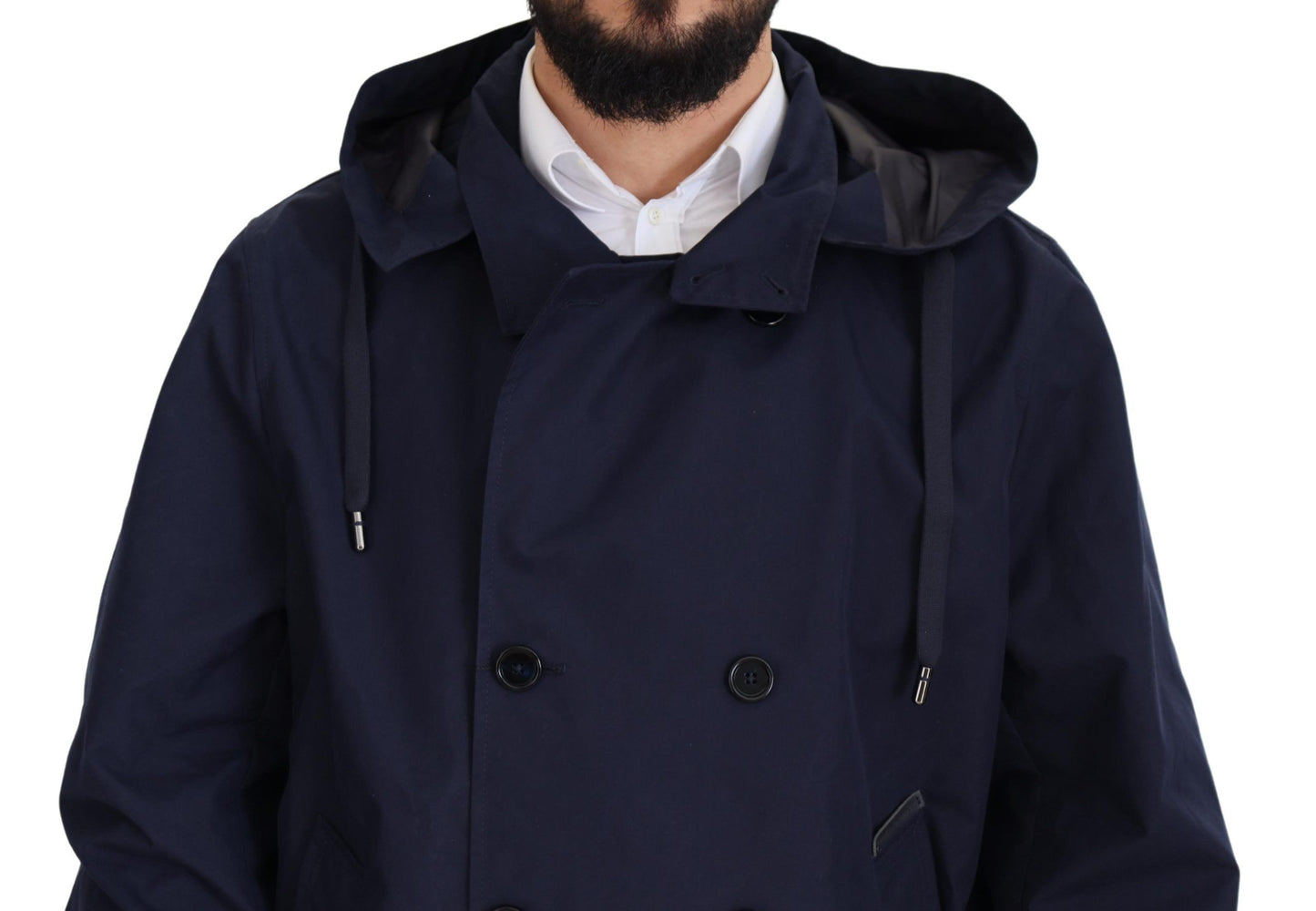 Dolce &amp; Gabbana Veste manteau croisée à capuche bleue