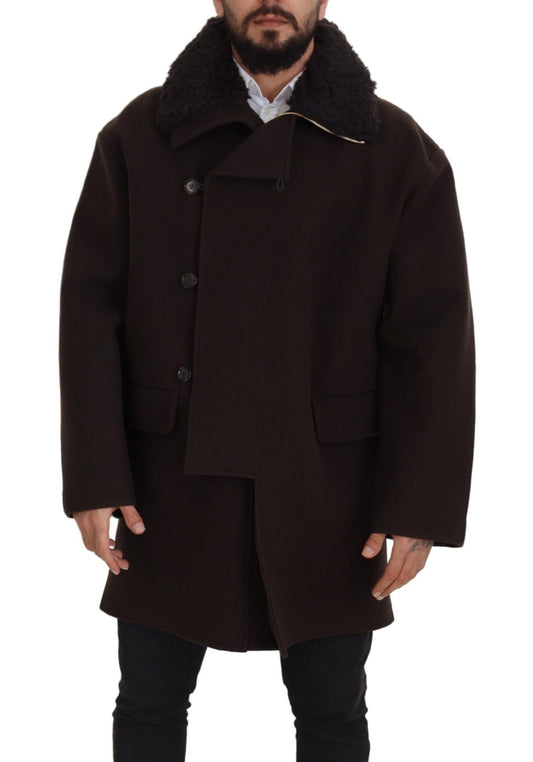 Dolce &amp; Gabbana Veste manteau en peau de mouton à double boutonnage marron