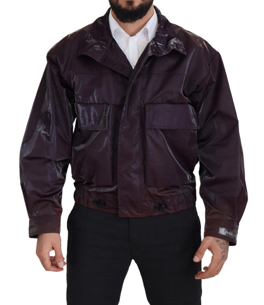 Dolce &amp; Gabbana Veste de manteau de motard à col en nylon violet