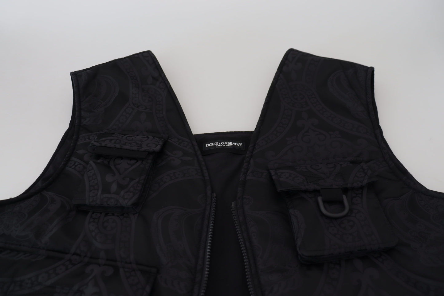 Dolce &amp; Gabbana Veste sans manches à fermeture éclair en nylon noir