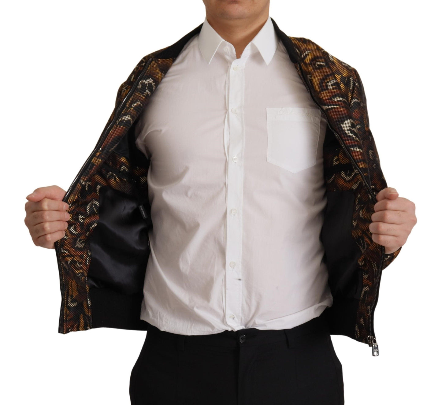 Dolce &amp; Gabbana Veste blouson zippée à plumes marron