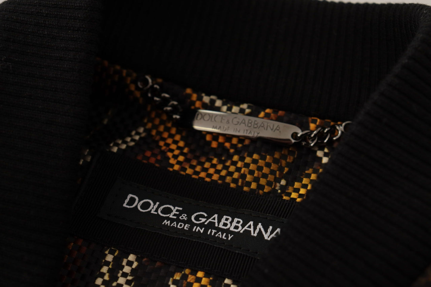 Dolce &amp; Gabbana Braune Blousonjacke mit durchgehendem Reißverschluss und Federn