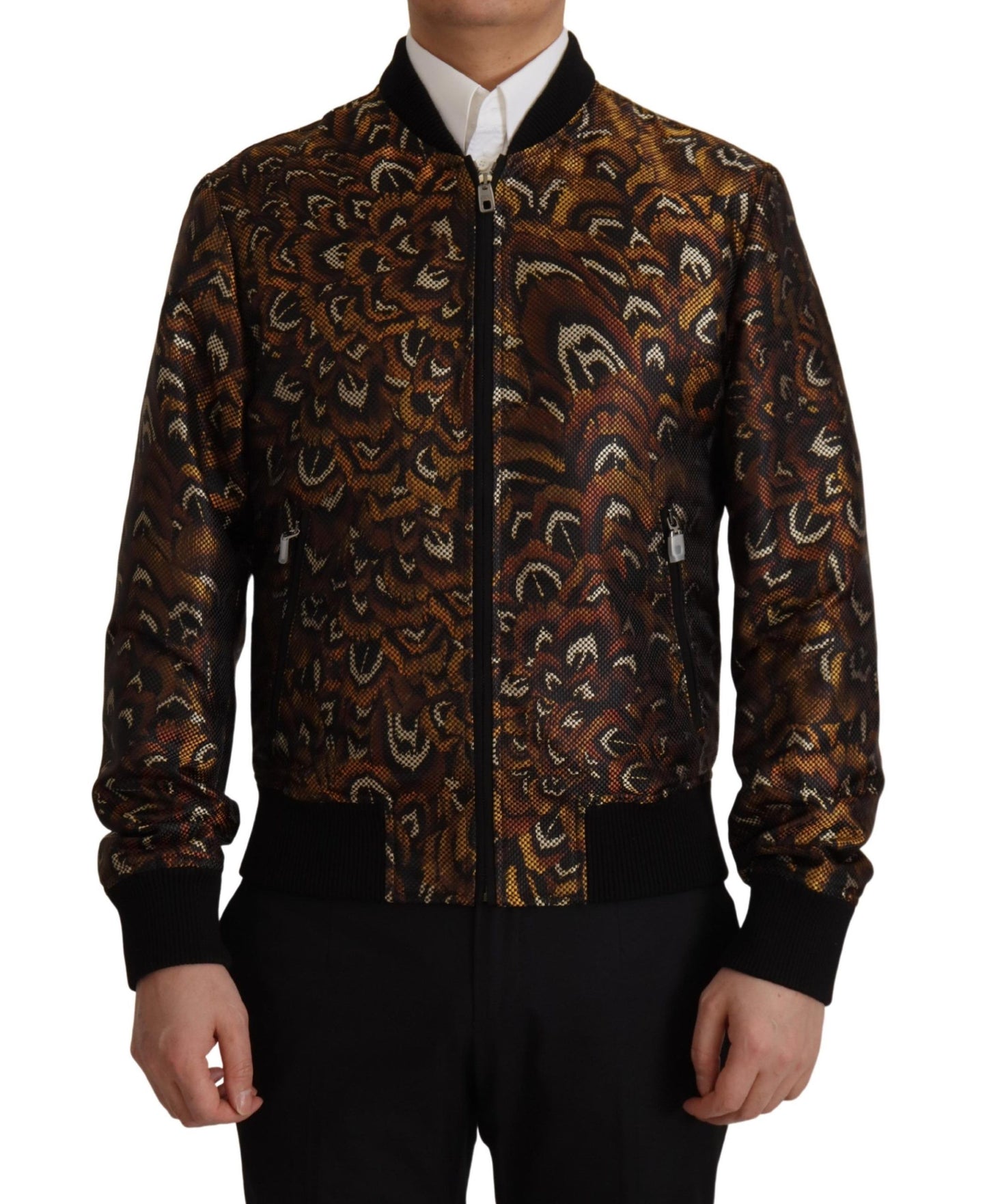 Dolce &amp; Gabbana Veste blouson zippée à plumes marron