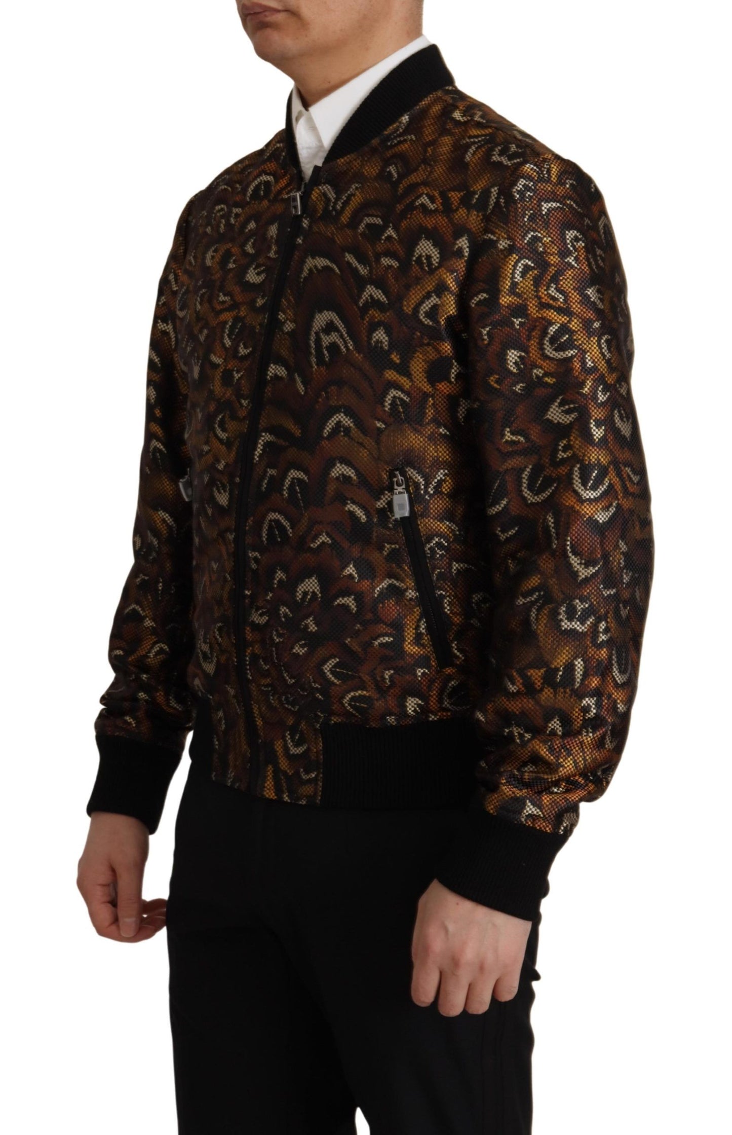 Dolce &amp; Gabbana Veste blouson zippée à plumes marron