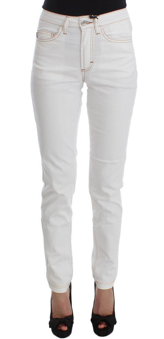 Cavalli - Jean slim en coton mélangé blanc