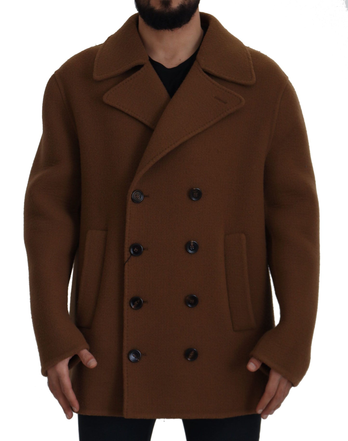 Dolce &amp; Gabbana Veste manteau à double boutonnage en nylon marron