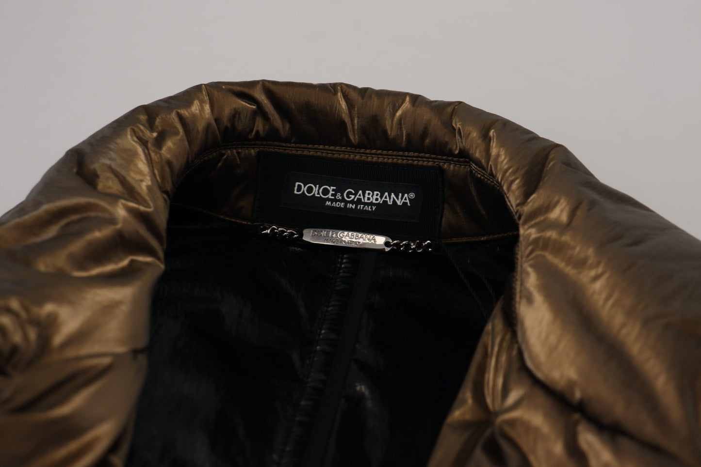 Dolce &amp; Gabbana Veste croisée à col en nylon bronze