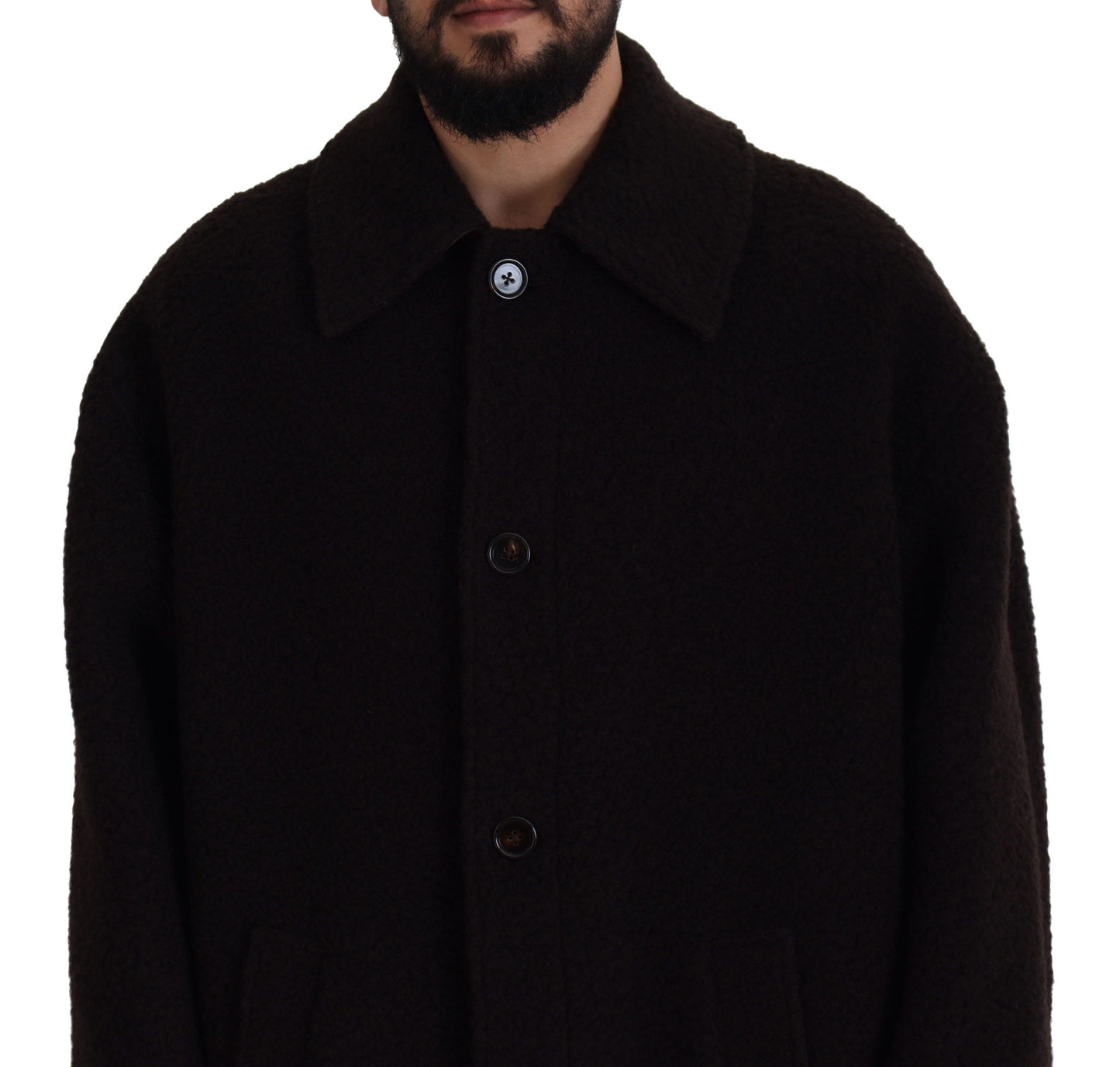 Dolce &amp; Gabbana Veste trench-coat boutonnée en alpaga noir