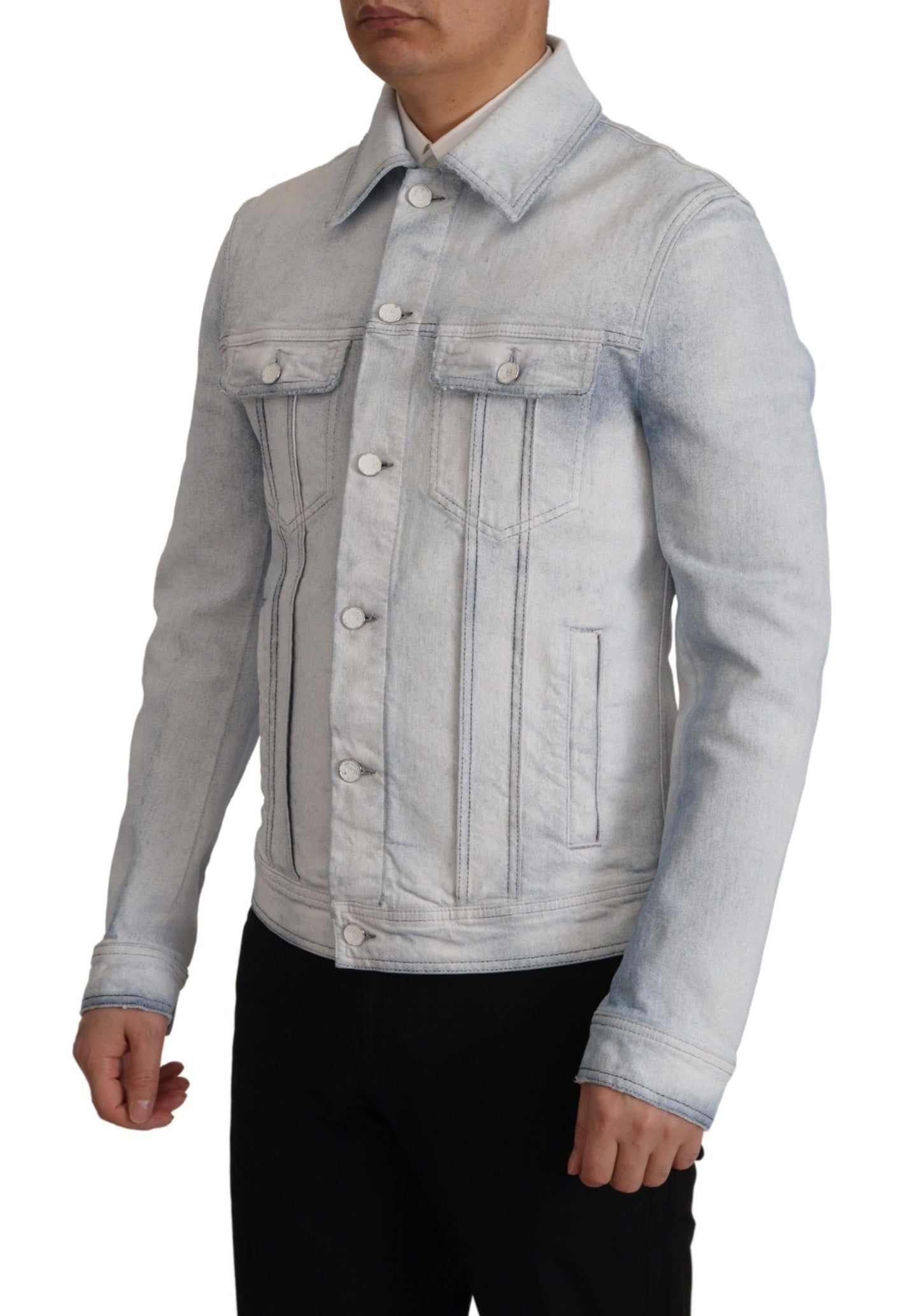 Dolce &amp; Gabbana Veste en denim stretch en coton bleu clair pour homme