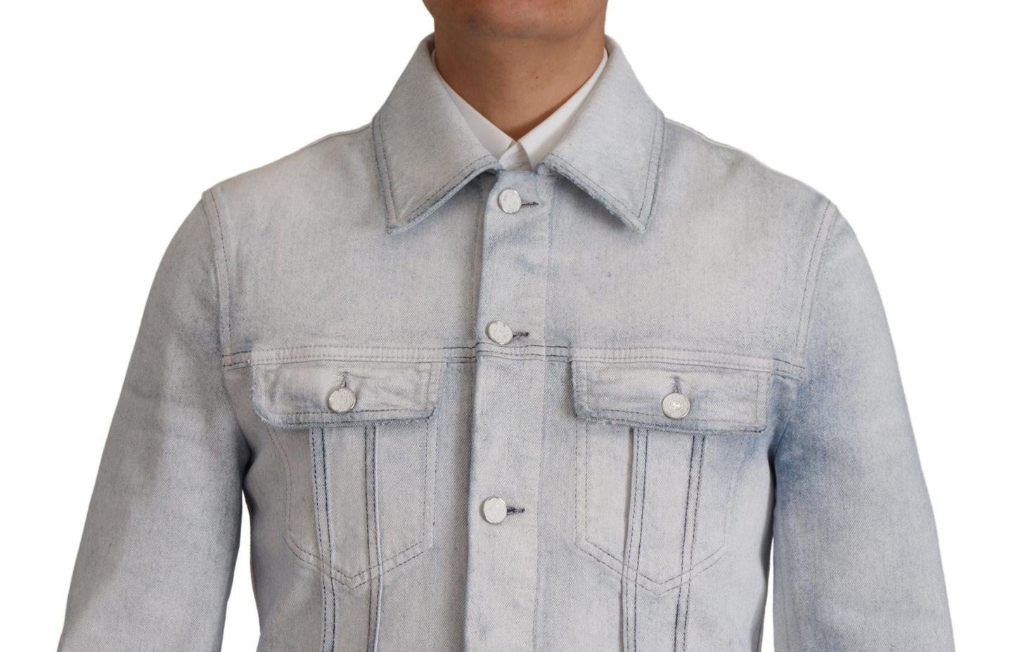 Dolce &amp; Gabbana Veste en denim stretch en coton bleu clair pour homme