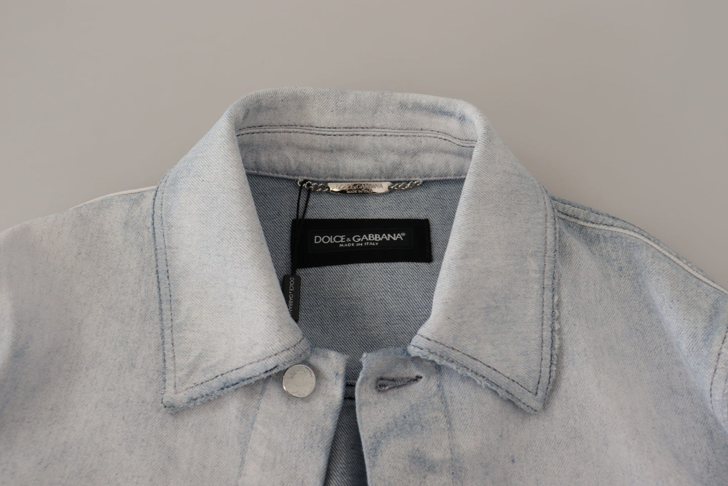 Dolce &amp; Gabbana Veste en denim stretch en coton bleu clair pour homme