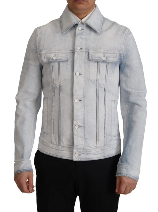 Dolce &amp; Gabbana Veste en denim stretch en coton bleu clair pour homme