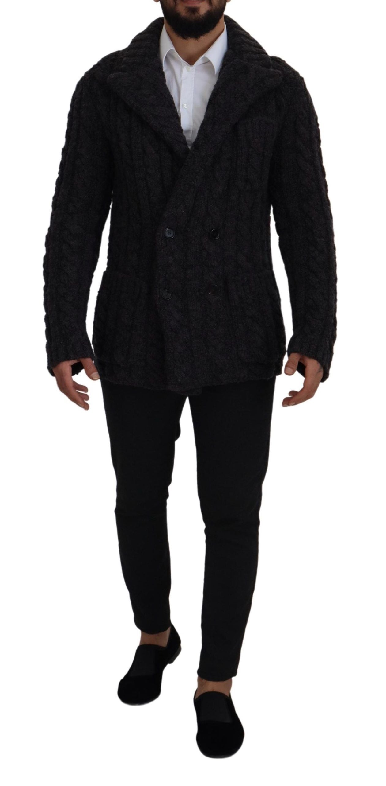 Dolce &amp; Gabbana Veste manteau à double boutonnage en laine noire