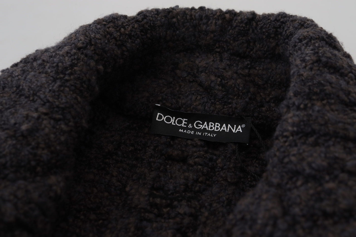 Dolce &amp; Gabbana Schwarze zweireihige Manteljacke aus Wollstrick