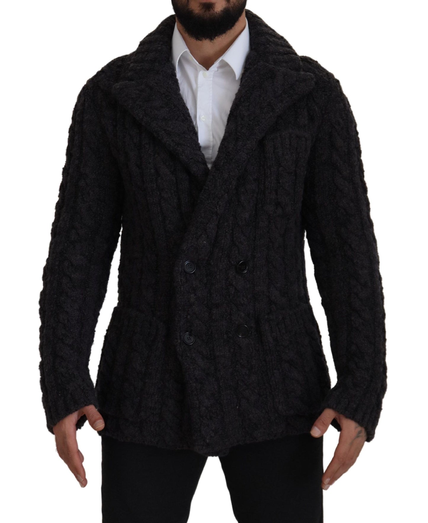 Dolce &amp; Gabbana Veste manteau à double boutonnage en laine noire