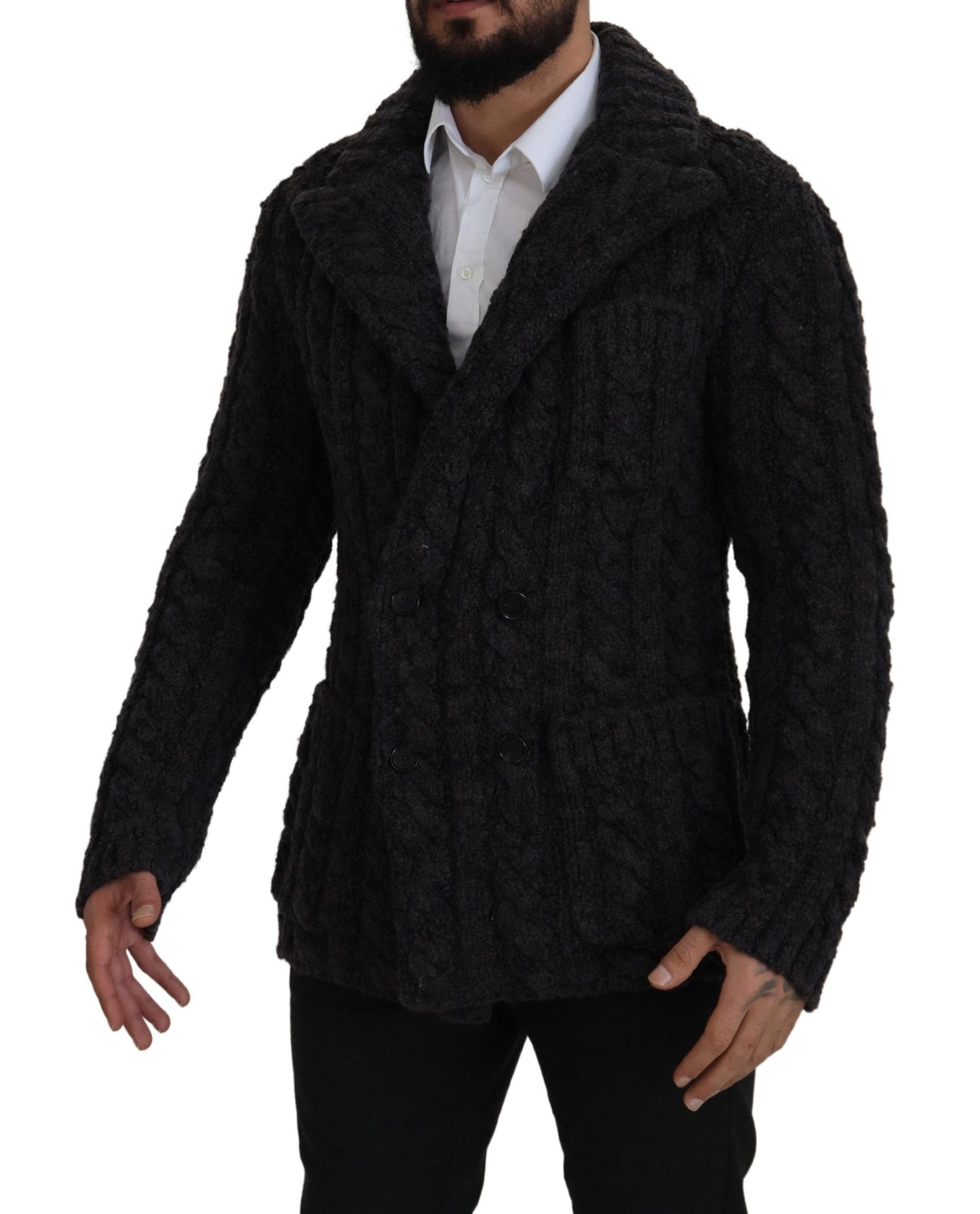 Dolce &amp; Gabbana Veste manteau à double boutonnage en laine noire