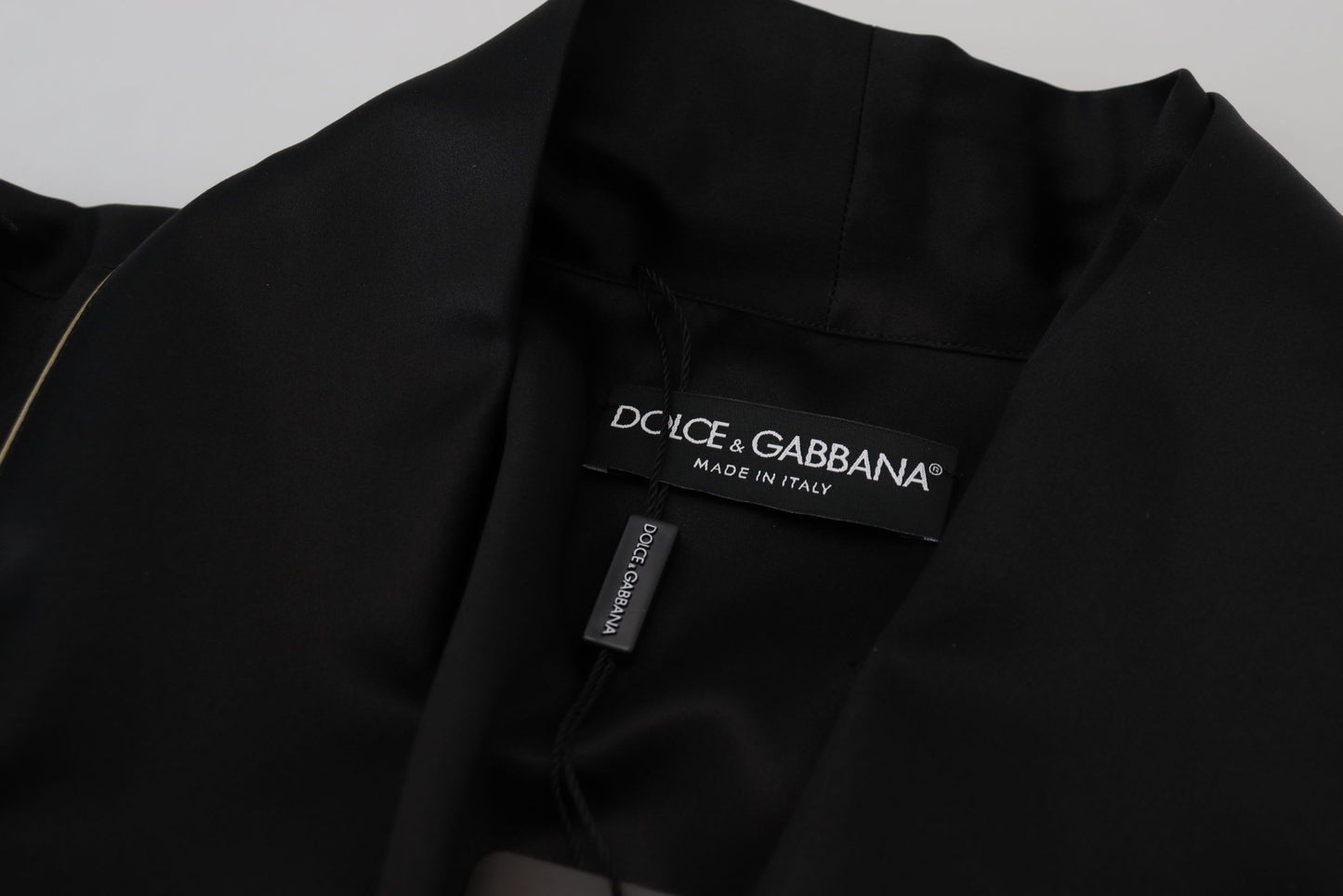 Dolce &amp; Gabbana Veste portefeuille noire 100% soie