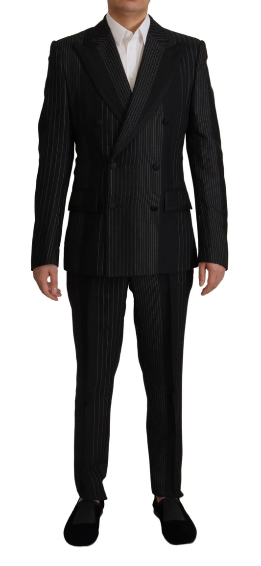 Dolce & Gabbana Elegant Black Striped Slim Fit Two-Piece Suit