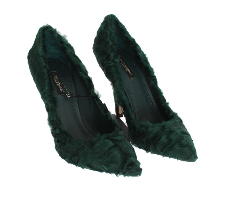 Escarpins en cuir de fourrure d'agneau vert Xiangao Dolce &amp; Gabbana