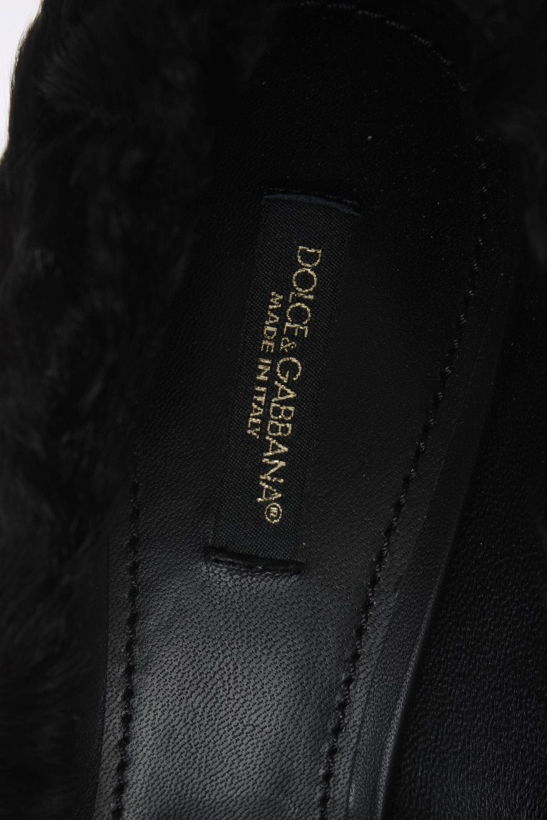 Dolce &amp; Gabbana Escarpins en cuir de fourrure d'agneau noir Xiangao