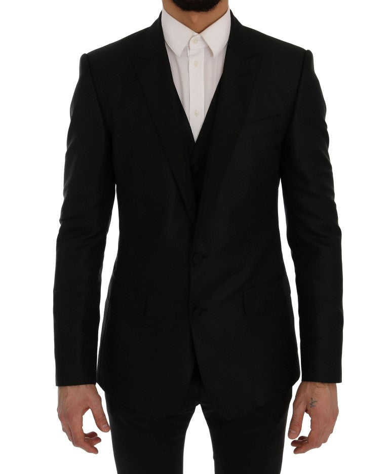 Dolce &amp; Gabbana Veste blazer en soie MARTINI bleu noir