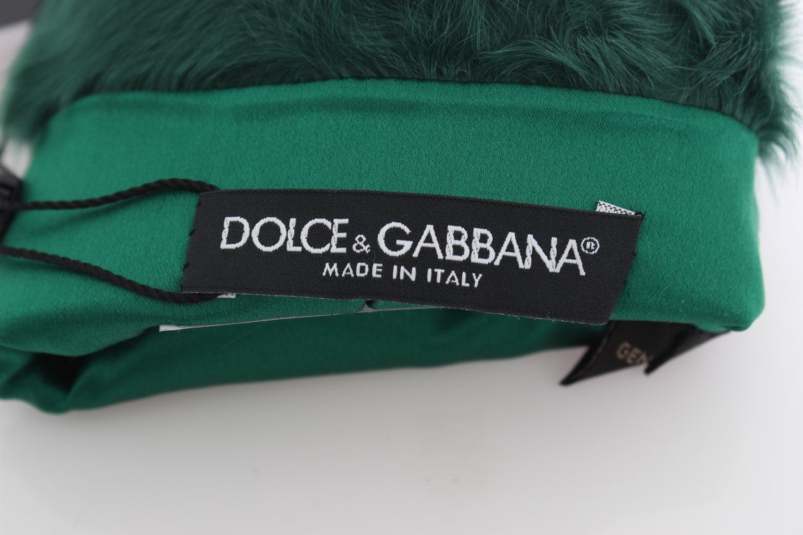 Dolce &amp; Gabbana Gants de coude en fourrure Xiangao en cuir vert