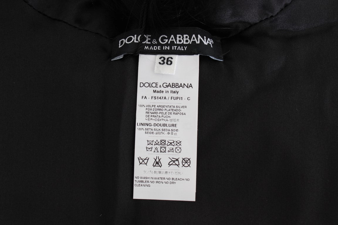 Dolce & Gabbana Black Fox Fur Chic Shoulder Wrap