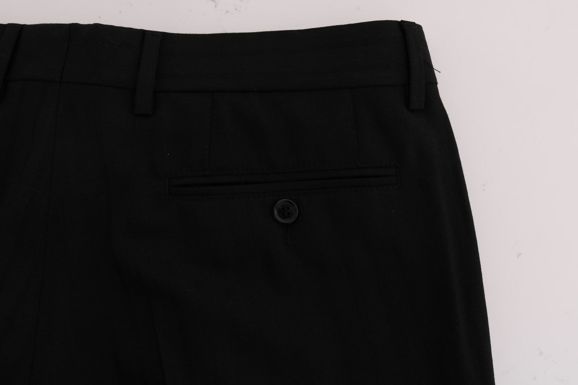 Dolce &amp; Gabbana Pantalon stretch en laine rayé noir