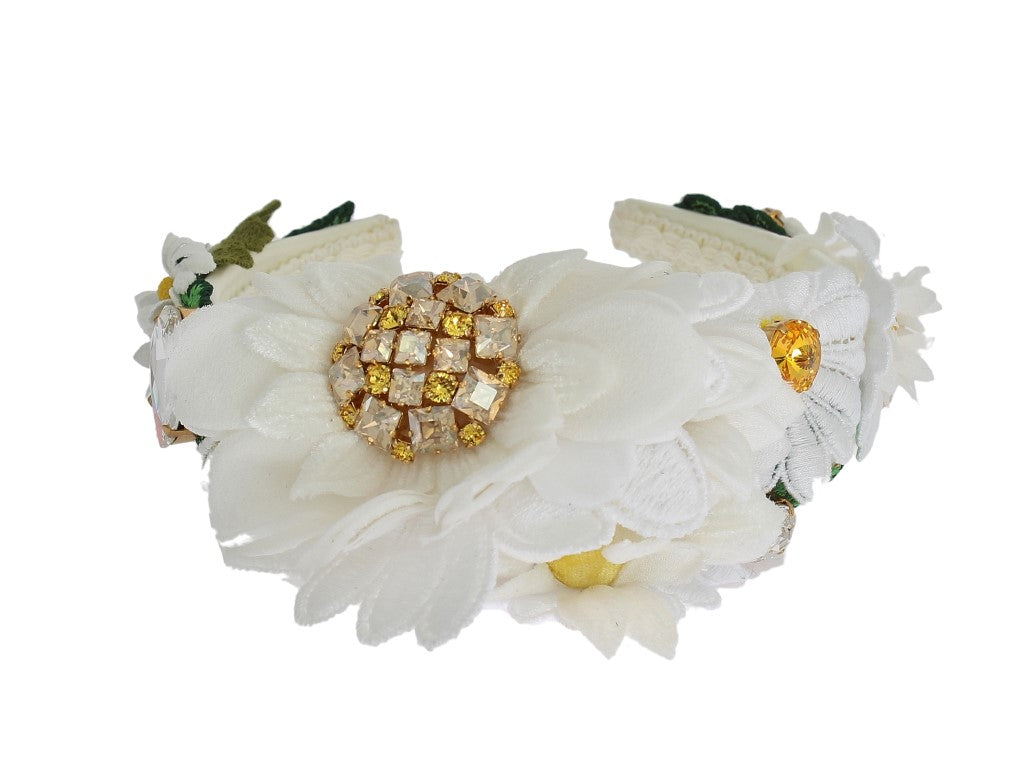 Dolce &amp; Gabbana Bandeau floral en cristal de tournesol blanc jaune