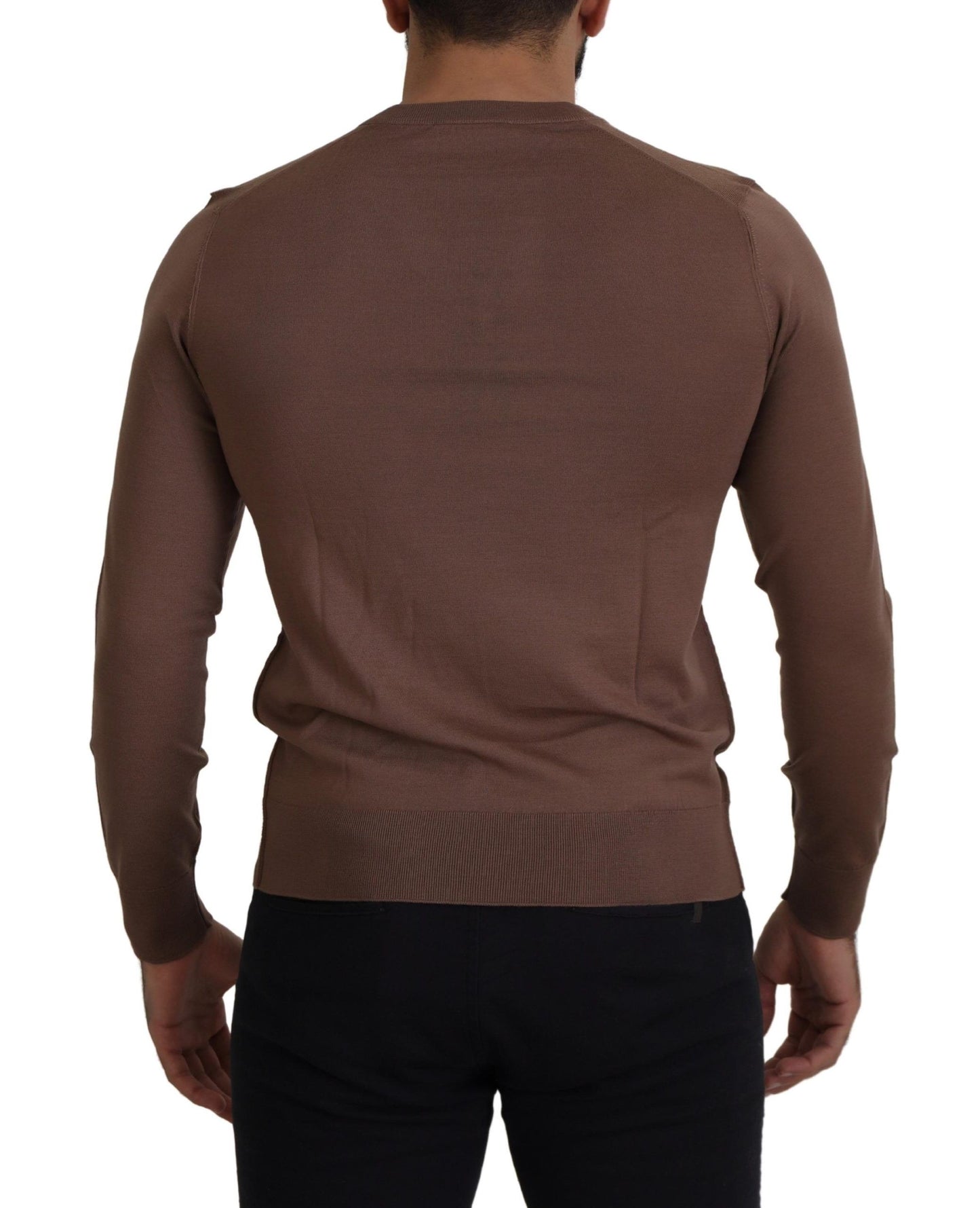 Dolce &amp; Gabbana Pull à col en V en laine marron pour hommes