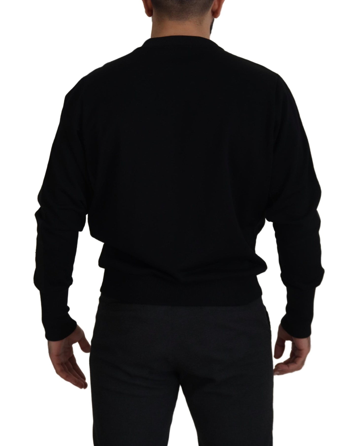 Dolce &amp; Gabbana Pull sweat-shirt à col rond en coton noir