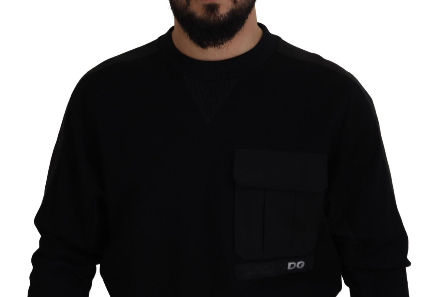 Dolce &amp; Gabbana Pull sweat-shirt à col rond en coton noir