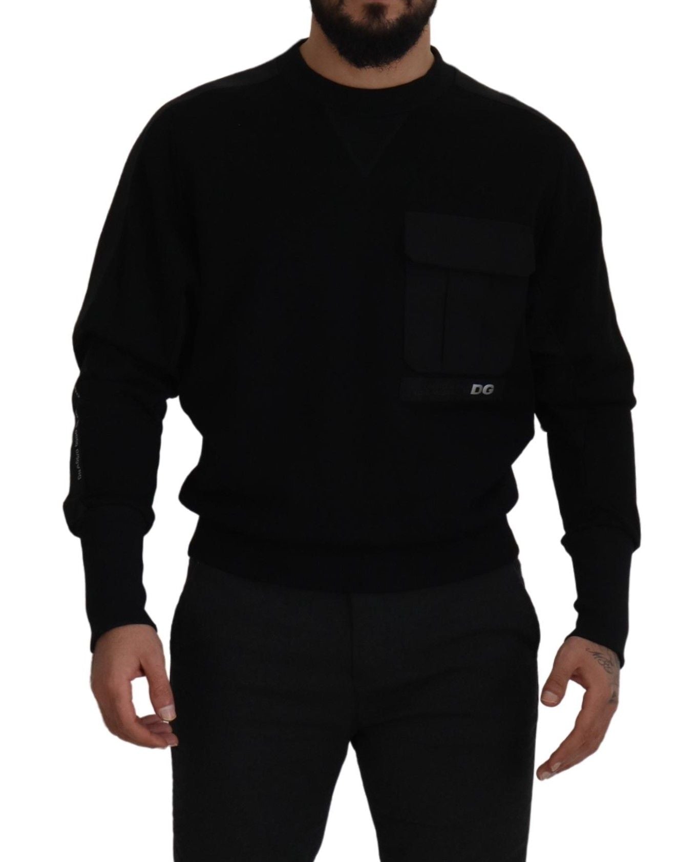 Dolce &amp; Gabbana Pull sweat-shirt à col rond en coton noir