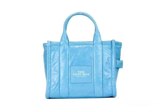 Marc Jacobs The Shiny Crinkle Mini Tote Air Bleu Sac à main à bandoulière en cuir