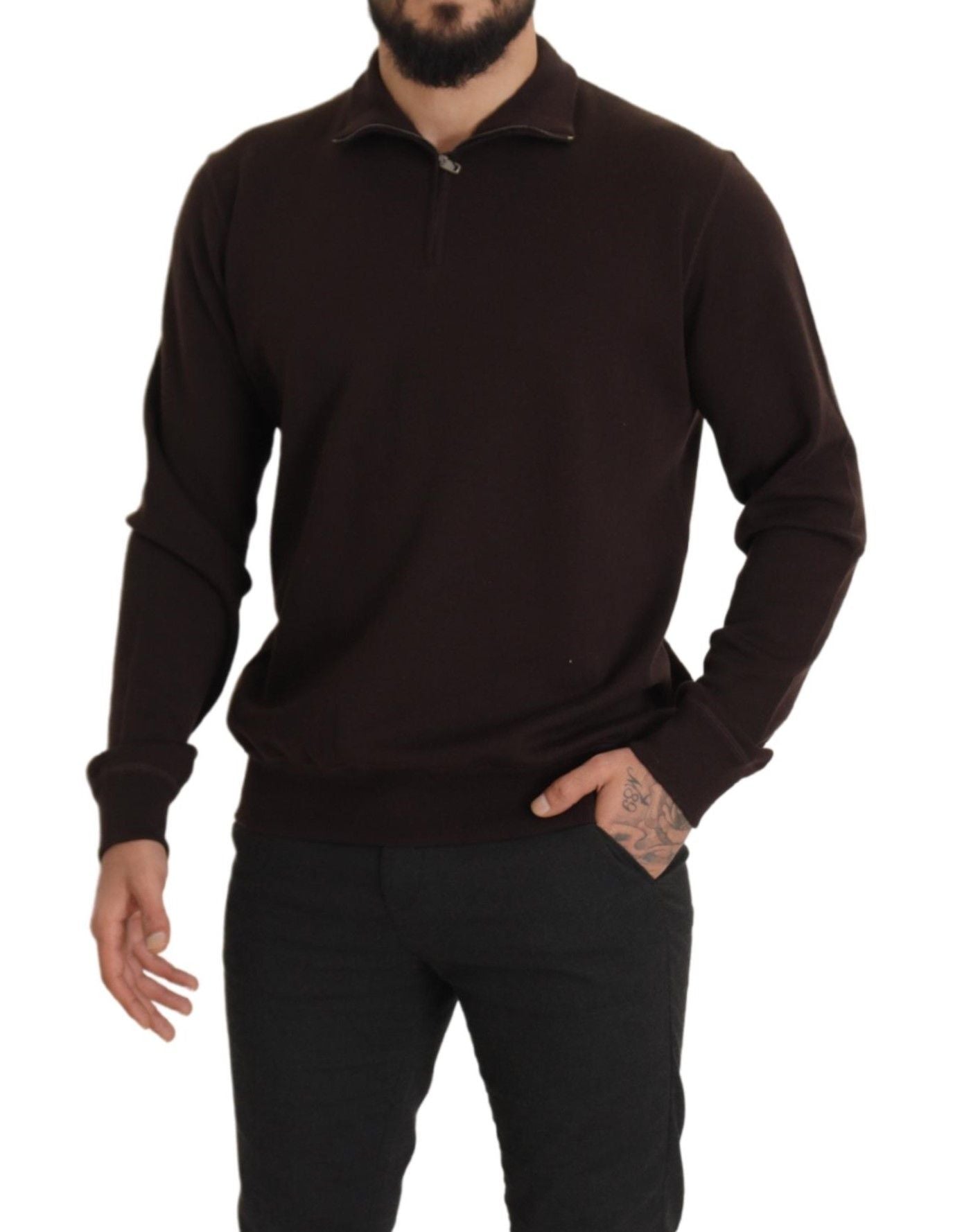 Dolce &amp; Gabbana Brauner Kaschmir-Pullover mit Kragen