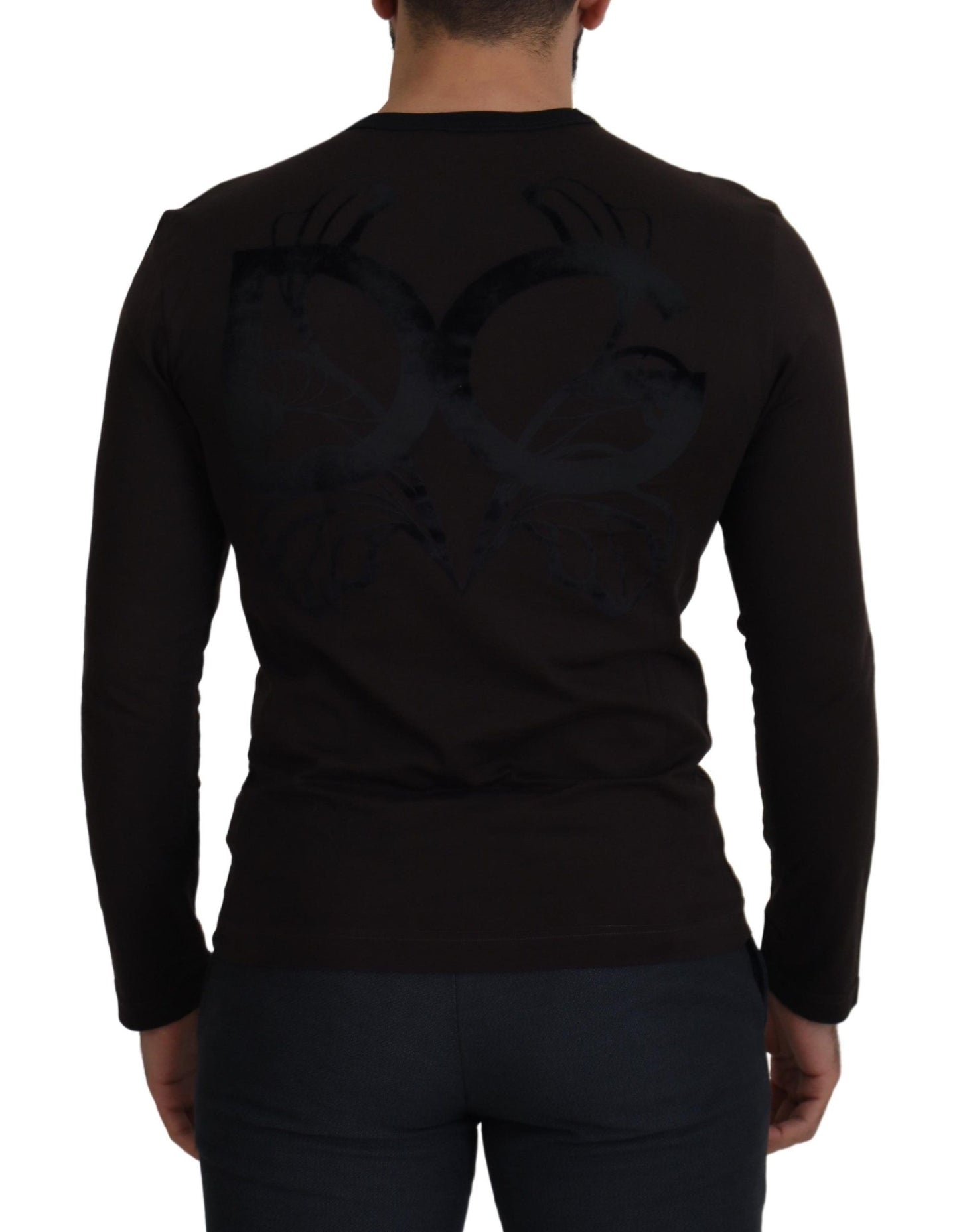 Dolce &amp; Gabbana Brauner, schmaler Pullover mit Rundhalsausschnitt aus Baumwolle