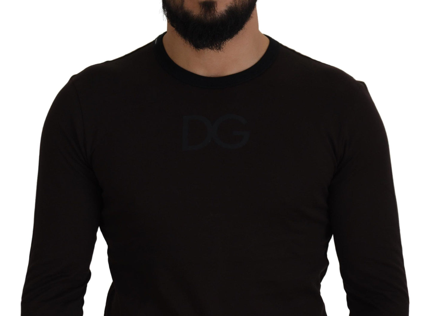 Dolce &amp; Gabbana Brauner, schmaler Pullover mit Rundhalsausschnitt aus Baumwolle