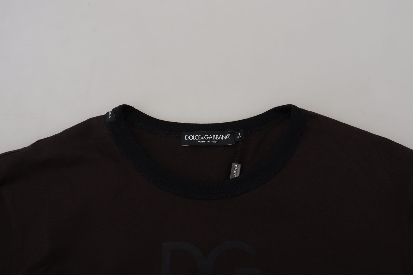 Dolce &amp; Gabbana Brauner, schmaler Pullover mit Rundhalsausschnitt aus Baumwolle