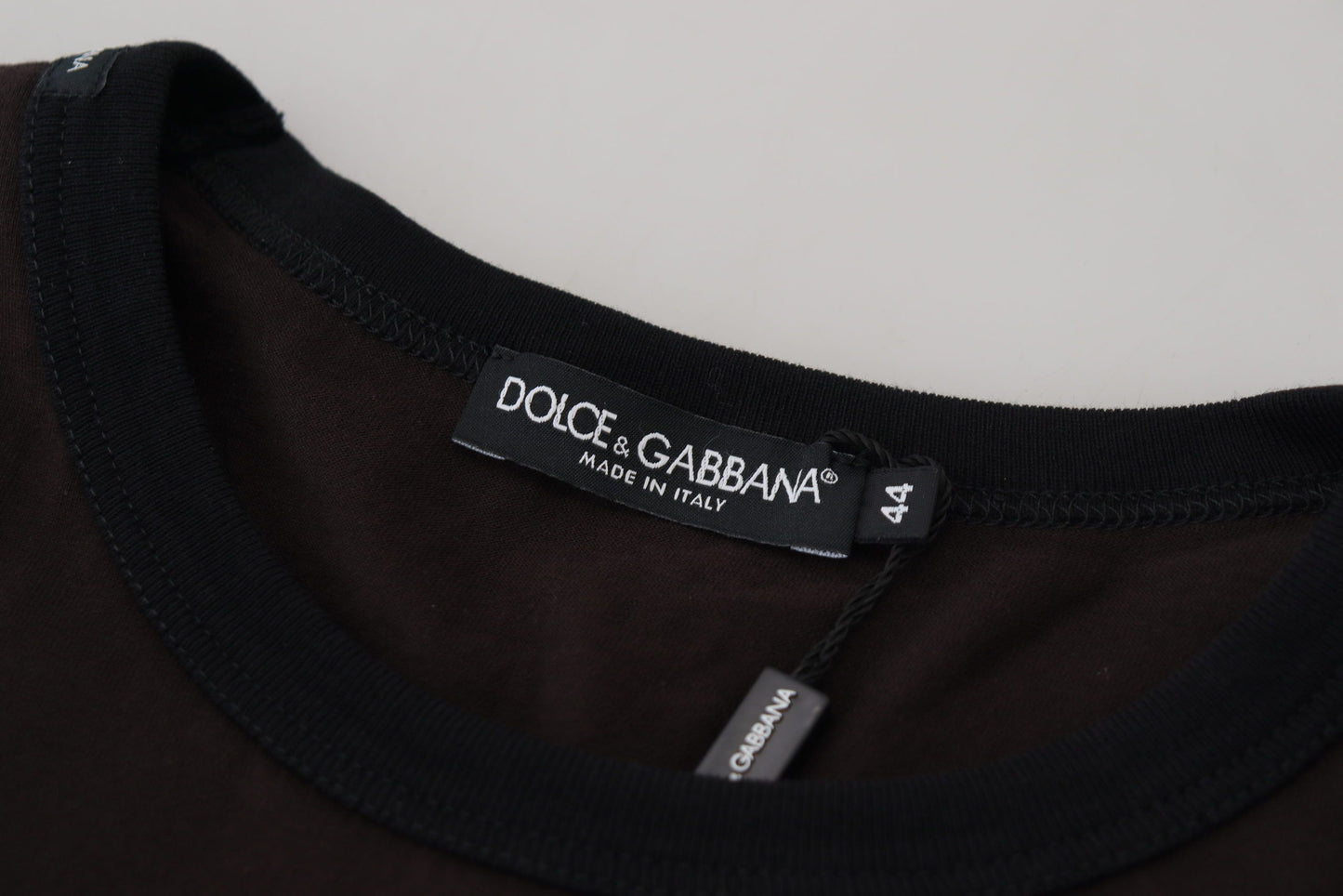 Dolce &amp; Gabbana Pull slim à col rond en coton marron