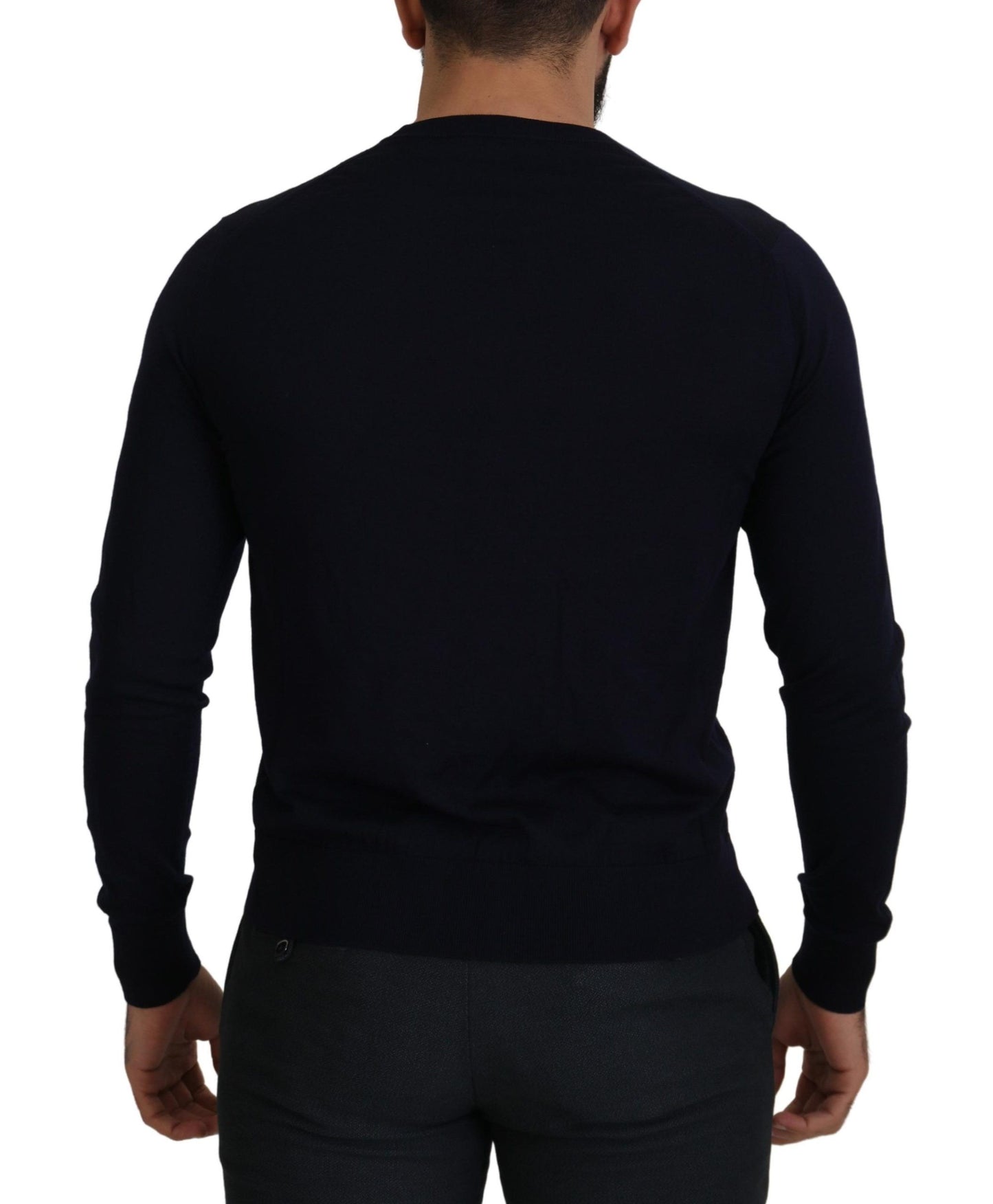 Dolce &amp; Gabbana Blauer STAFF-Daunen-Cardigan aus Wolle