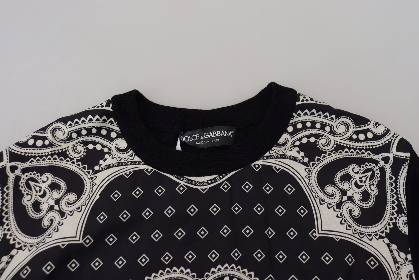 Dolce &amp; Gabbana Schwarzer Bandana-Pullover mit Rundhalsausschnitt