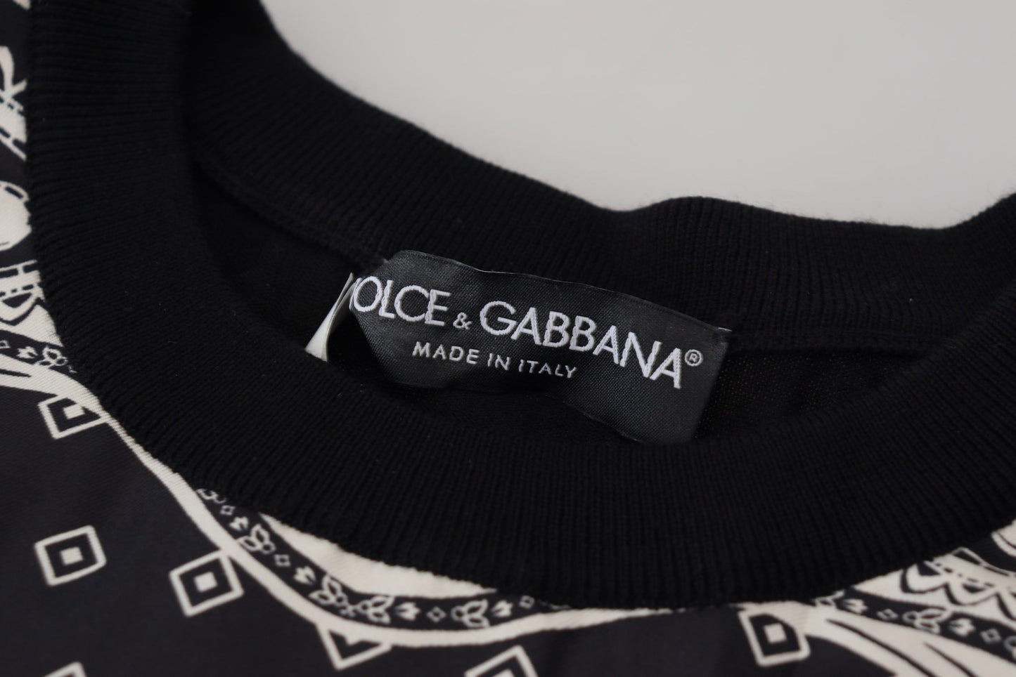 Dolce &amp; Gabbana Schwarzer Bandana-Pullover mit Rundhalsausschnitt