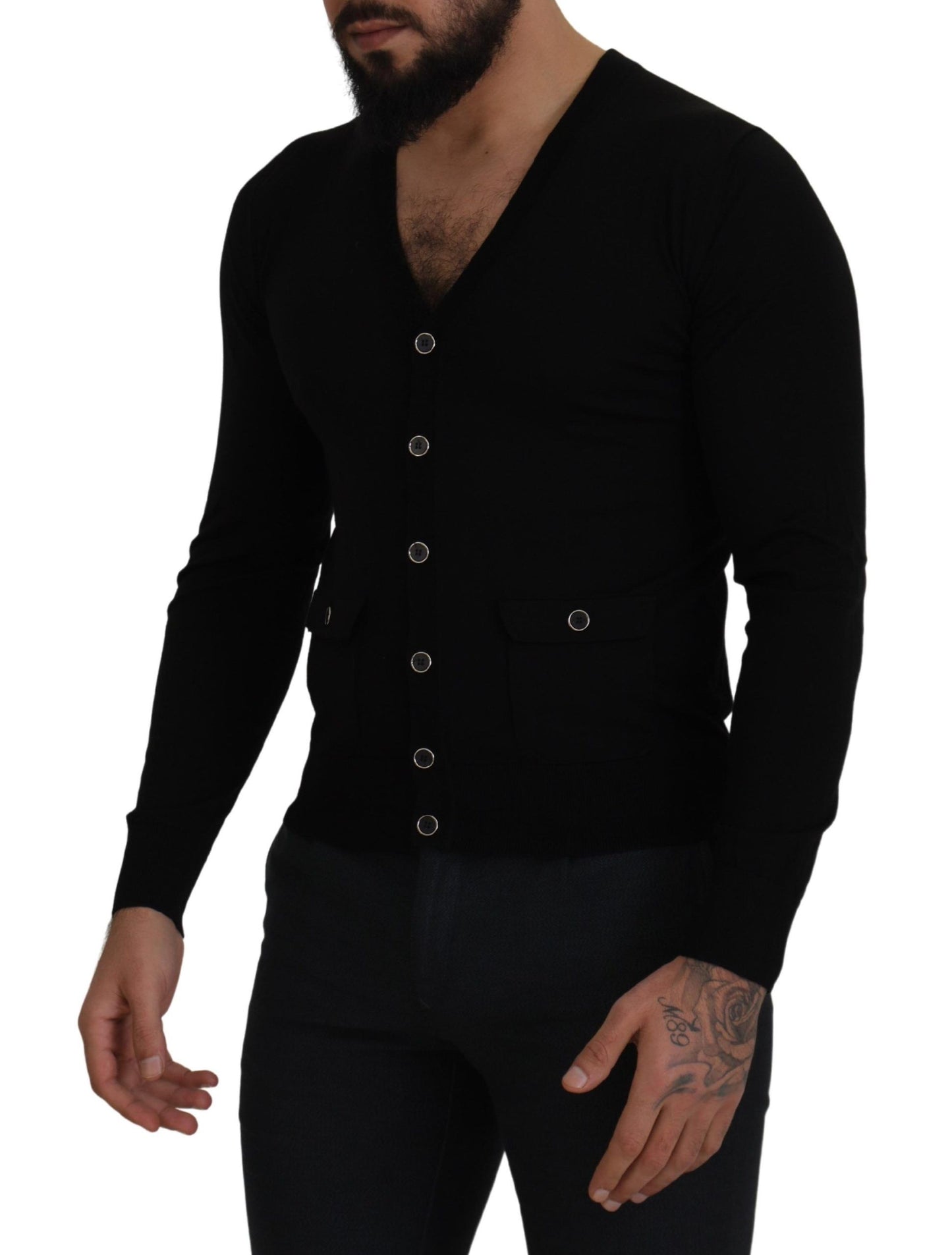 Dolce &amp; Gabbana Pull cardigan boutonné en laine noire